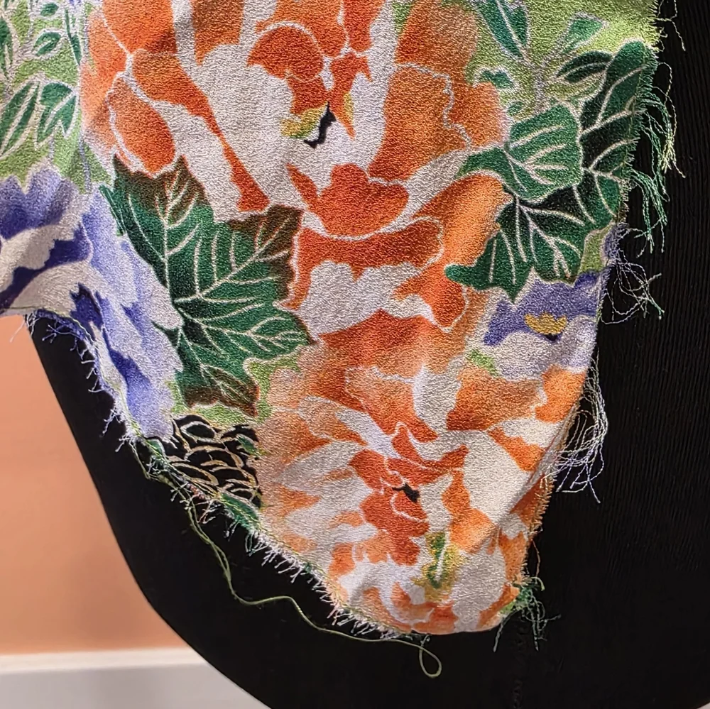 Reformation OS Sheer Hi-lo Tank Top Resortwear Green Orange Floral Bohochic